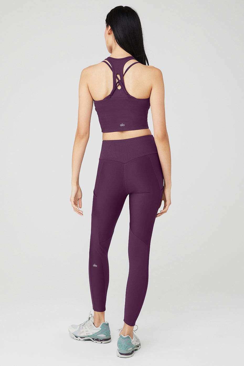 Ribbed Airlift Enchanted Bra Tank & Ribbed Airlift High-Waist 7/8 Enchanted Legging Set - Dark Plum sold by Alo Yoga product image thumbnail 2