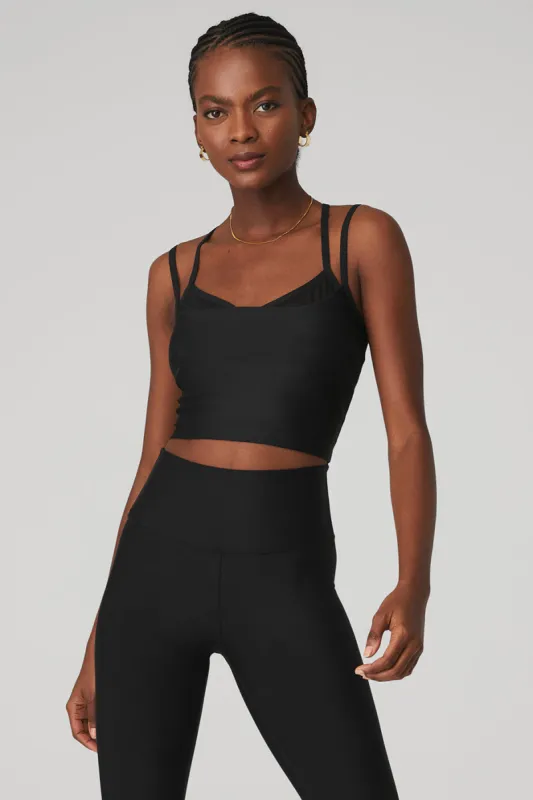 Airlift Double Check Bra Tank - Black sold by Alo Yoga