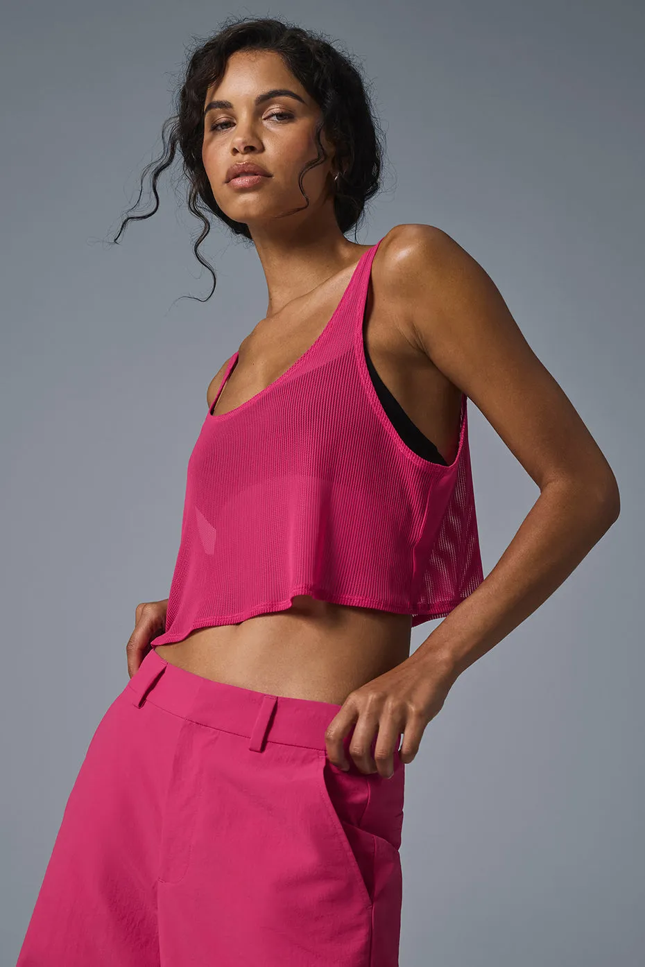 Striped Mesh Tropical Nights Tank - Pink Summer Crush | Parallel