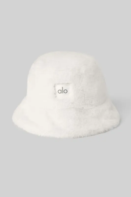 Faux Fur Bucket Hat - Ivory sold by Alo Yoga