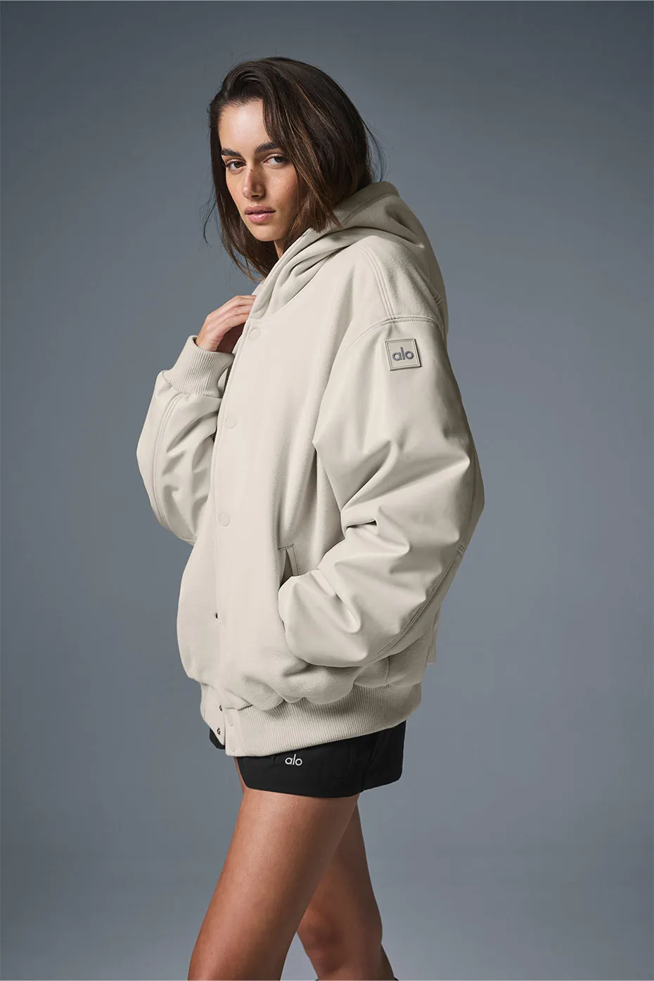 Select Hooded Bomber Jacket - Bone sold by Alo Yoga product image thumbnail 2
