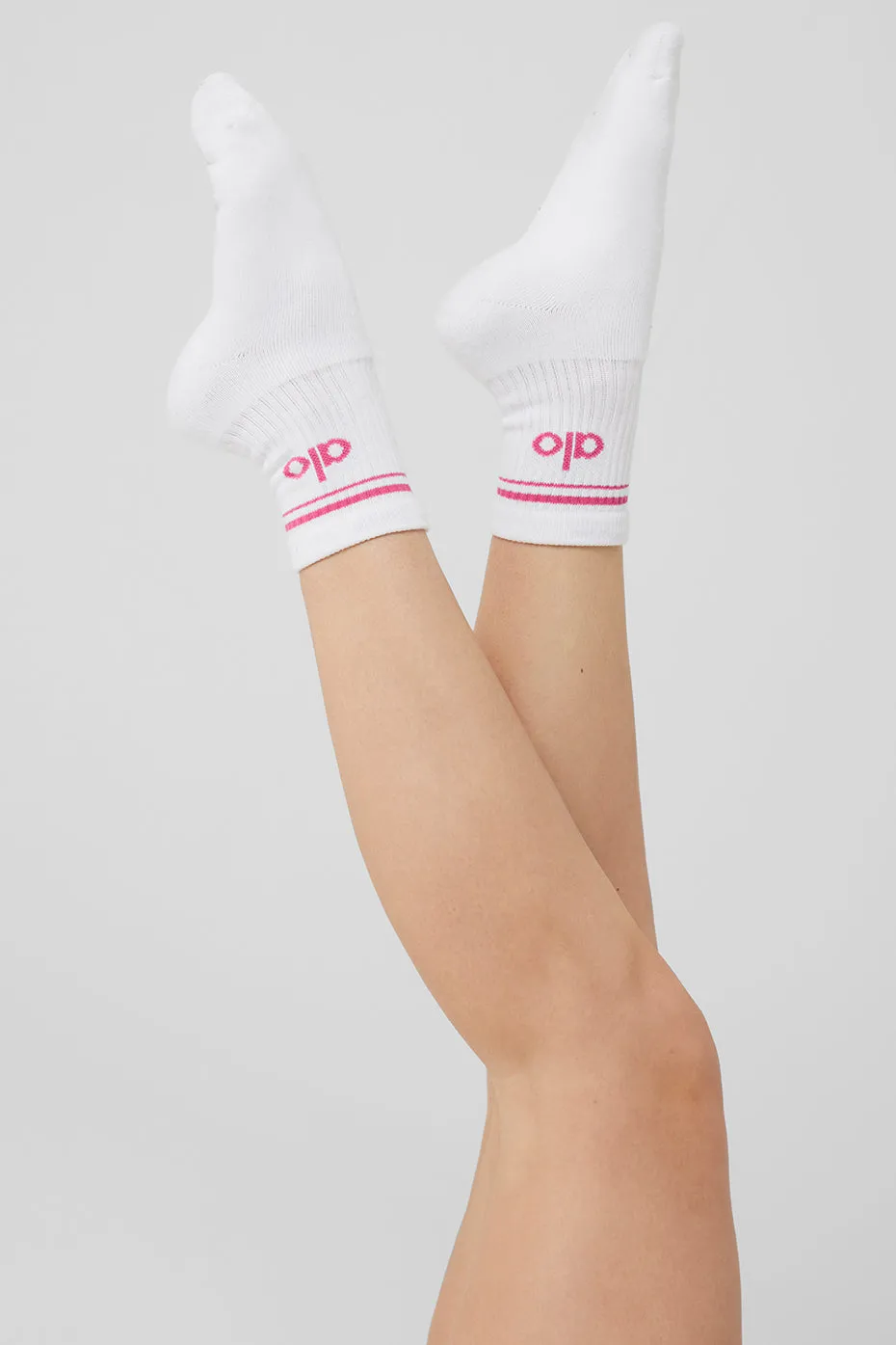 Unisex Half-Crew Throwback Sock - White/Pink Summer Crush sold by Alo Yoga product image thumbnail 4