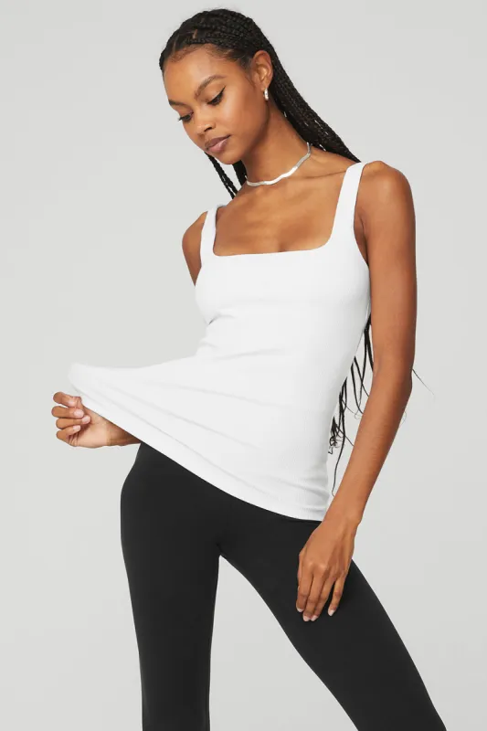 Ribbed Minimalist Tank - White sold by Alo Yoga