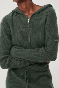 Cashmere Plush Waffle Cropped Tank, Full Zip Hoodie & High-Waist Short Set - Dark Cactus sold by Alo Yoga