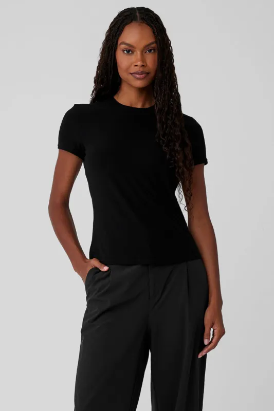 Ribbed Sea Coast Tee - Black sold by Alo Yoga