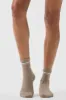 Unisex Half-Crew Throwback Sock - Gravel/White sold by Alo Yoga