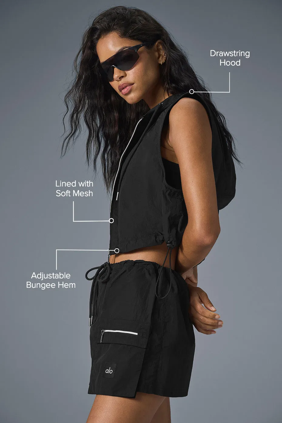 Crinkle Cropped Surplus Vest - Black sold by Alo Yoga product image thumbnail 2