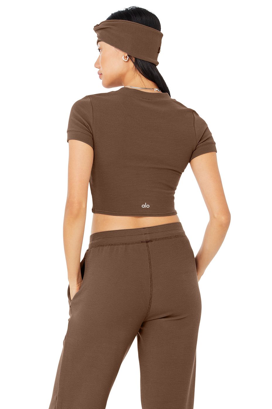 Micro Waffle Sierra Short Sleeve Top - Hot Cocoa sold by Alo Yoga product image thumbnail 2