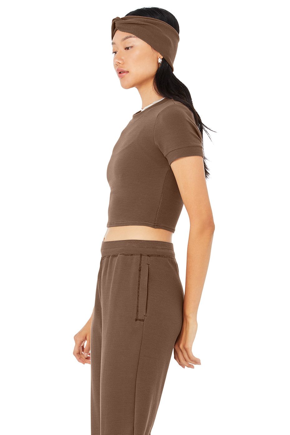 Micro Waffle Sierra Short Sleeve Top - Hot Cocoa sold by Alo Yoga product image thumbnail 3