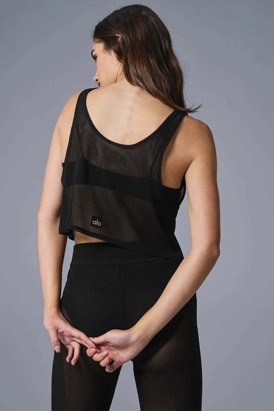 Striped Mesh Tropical Nights Tank - Black sold by Alo Yoga product image thumbnail 3