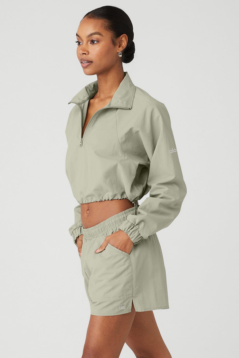 Cropped 1/4 Zip Alumni Pullover - Limestone sold by Alo Yoga product image thumbnail 3