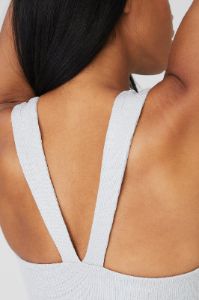 Alosoft Ribbed Shimmer Chic Bra Tank - Light Grey Iridescent sold by Alo Yoga