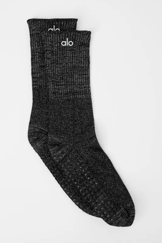 Women's Glitz And Glam Grip Sock - Black sold by Alo Yoga