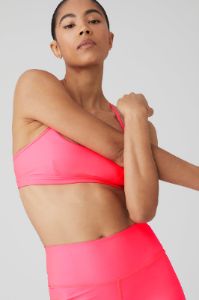 Airlift Intrigue Bra & 5" Airlift Energy Short Set - Fluorescent Pink Coral sold by Alo Yoga