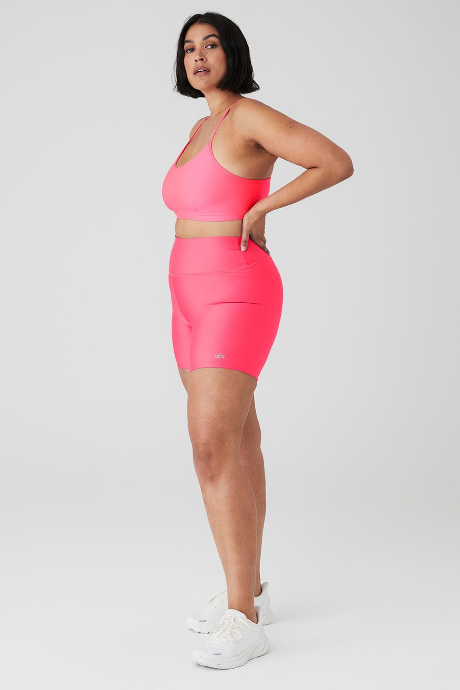 Airlift Intrigue Bra & 5" Airlift Energy Short Set - Fluorescent Pink Coral sold by Alo Yoga product image thumbnail 7