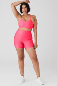 Airlift Intrigue Bra & 5" Airlift Energy Short Set - Fluorescent Pink Coral sold by Alo Yoga