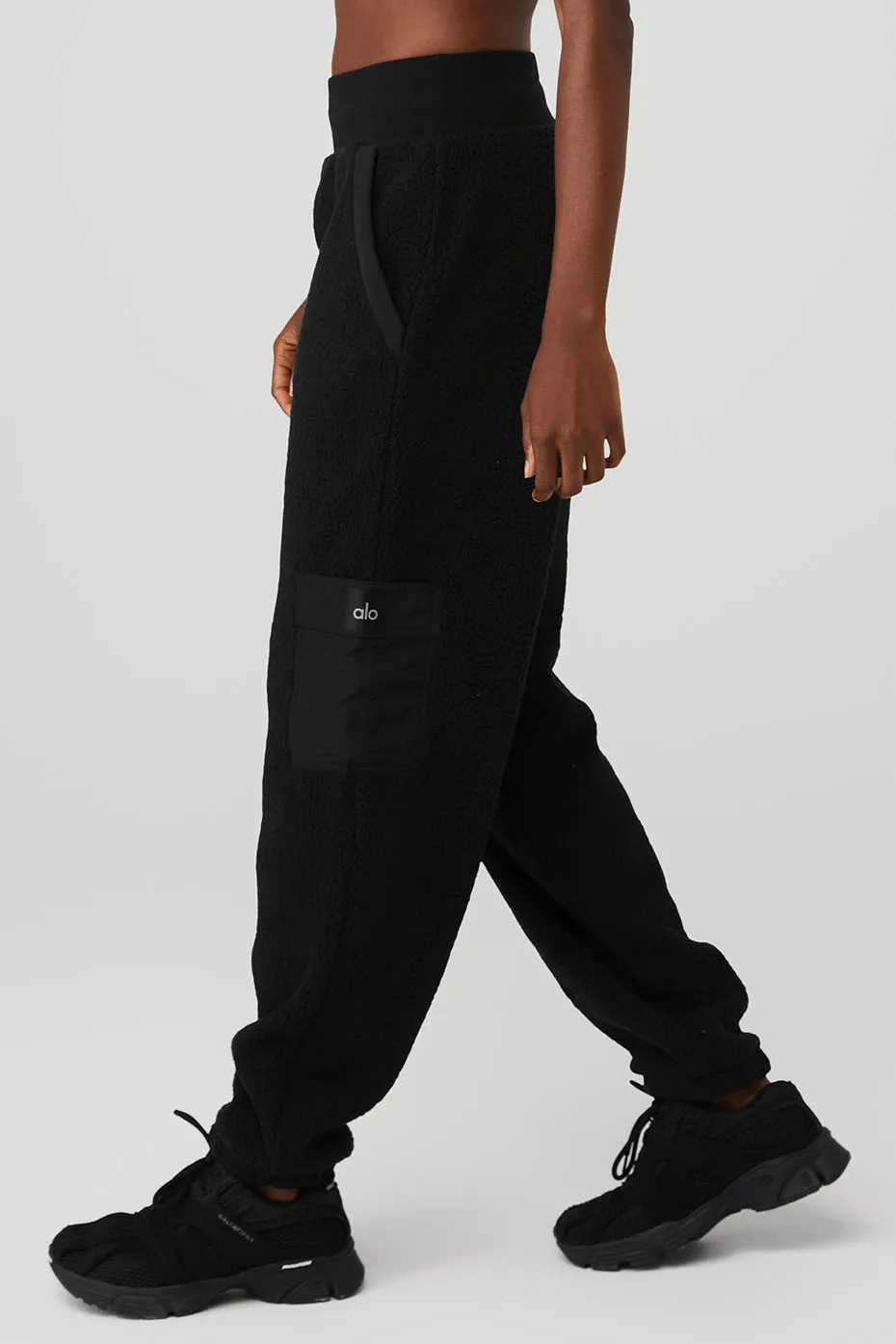 Micro Sherpa High-Waist Solstice Sweatpant - Black sold by Alo Yoga product image thumbnail 3