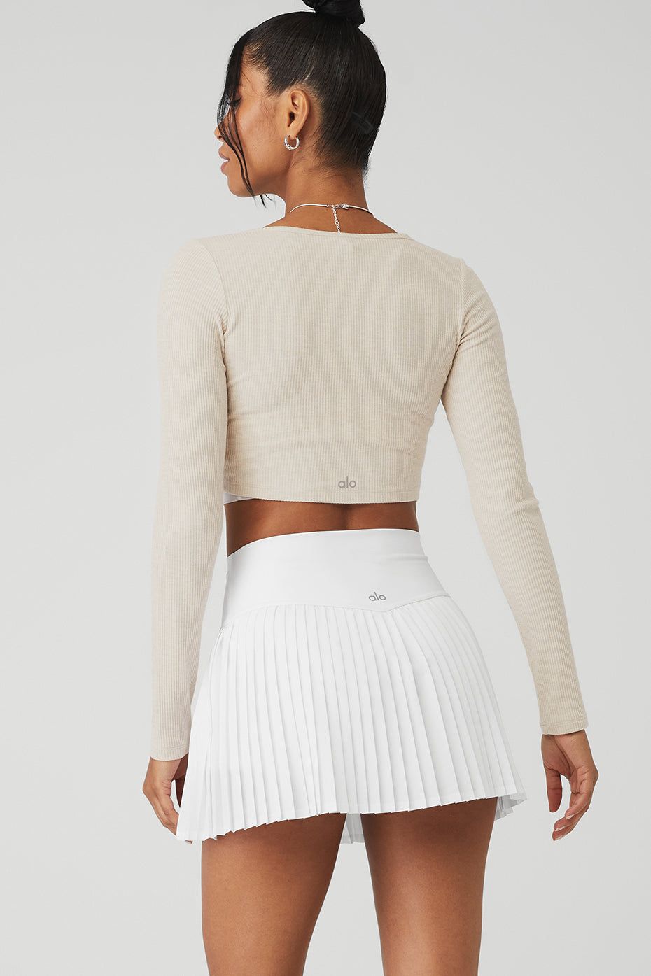 Ribbed Cropped Whisper Cardigan - Oatmeal Heather sold by Alo Yoga product image thumbnail 2