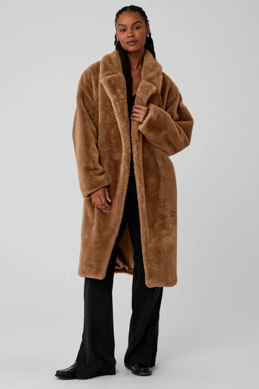 Oversized Faux Fur Trench - Toasted Almond sold by Alo Yoga