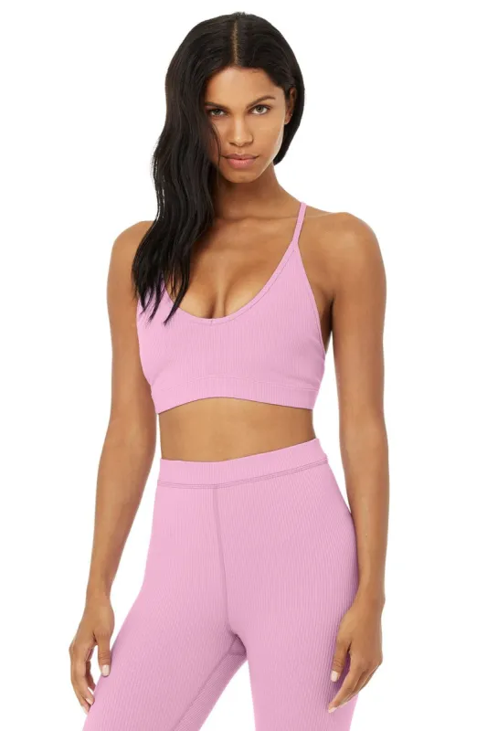 Ribbed Blissful Bra - Pink Lavender sold by Alo Yoga
