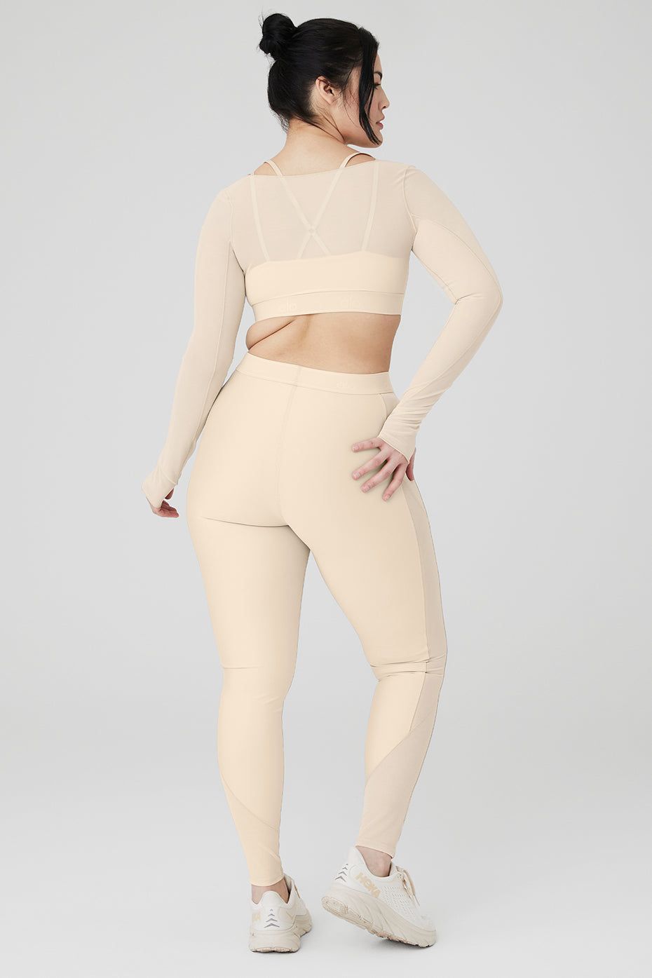 Airlift Long Sleeve Ballet Dream Bra & Airlift High-Waist Ballet Dream Legging Set - Macadamia sold by Alo Yoga product image thumbnail 6