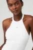 Goddess Rib Prime Time Halter Bodysuit - White sold by Alo Yoga