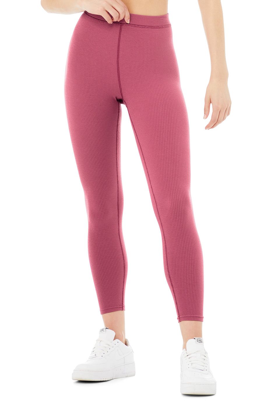 Ribbed High-Waist 7/8 Blissful Legging - Raspberry Sorbet sold by Alo Yoga