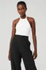 Goddess Rib Prime Time Halter Bodysuit - White sold by Alo Yoga