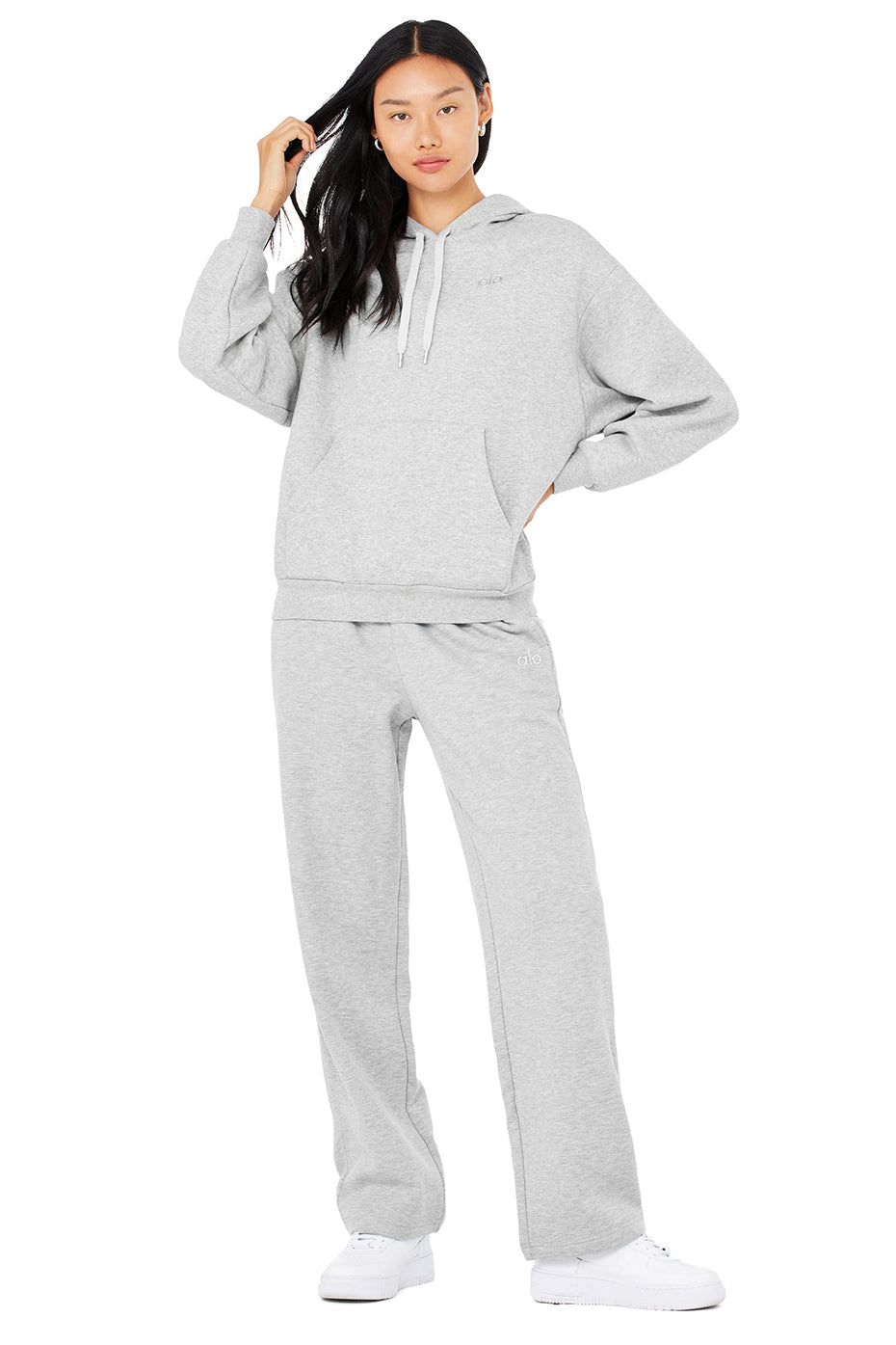 Accolade Hoodie & Accolade Straight Leg Sweatpant Set - Athletic Heather Grey sold by Alo Yoga