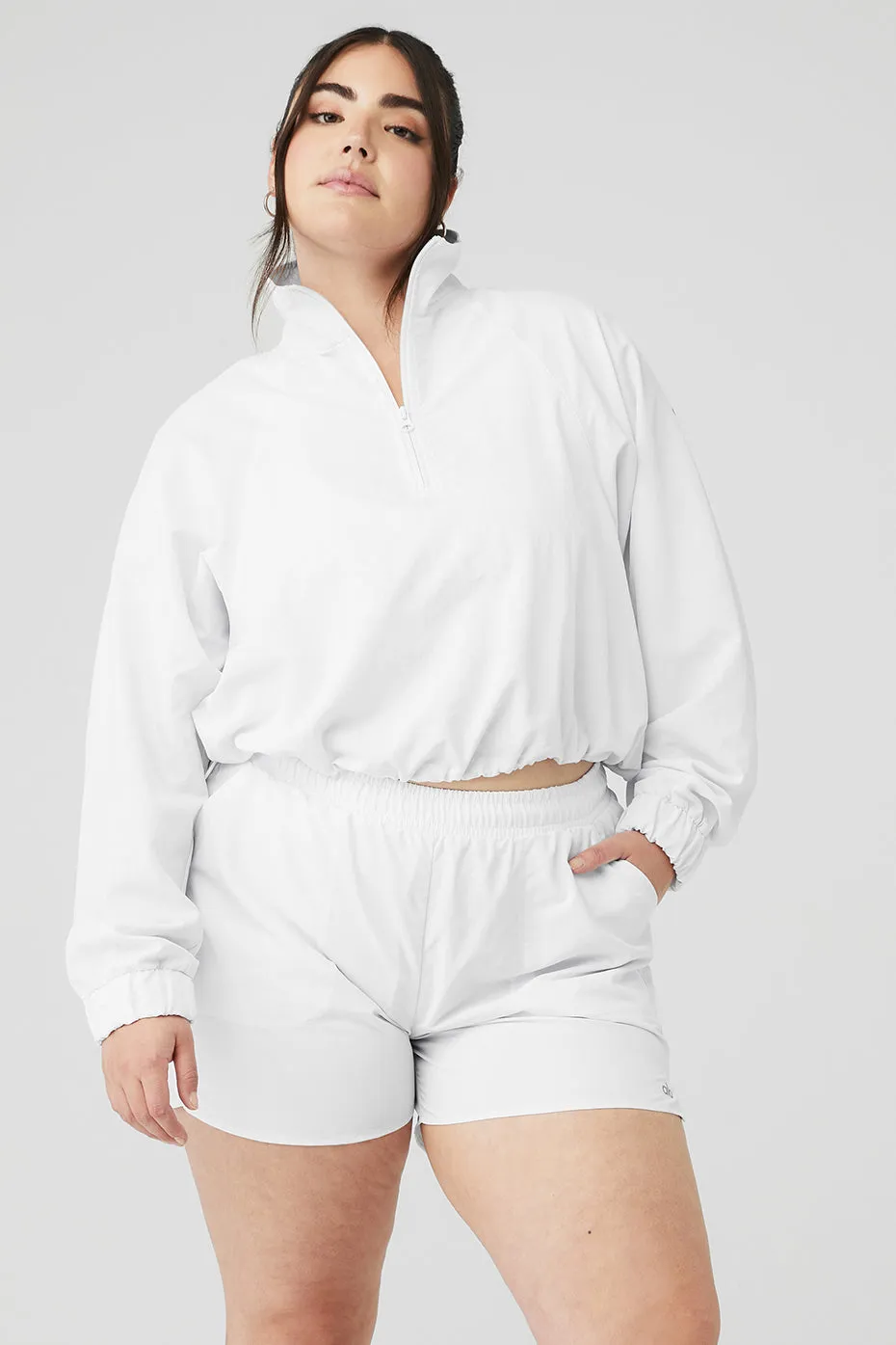 Cropped 1/4 Zip Alumni Pullover - White sold by Alo Yoga product image thumbnail 5