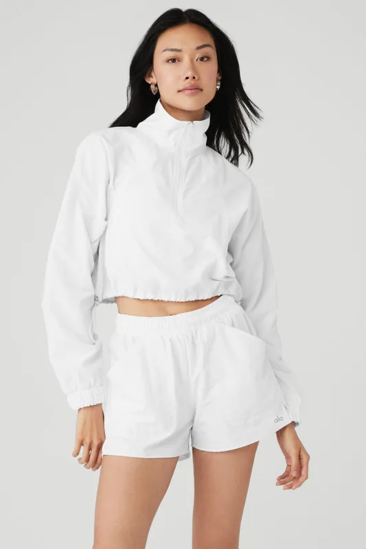 Cropped 1/4 Zip Alumni Pullover - White sold by Alo Yoga