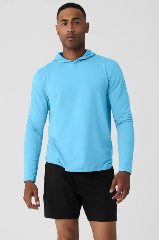 Conquer Reform Long Sleeve With Hood - Azure Blue sold by Alo Yoga