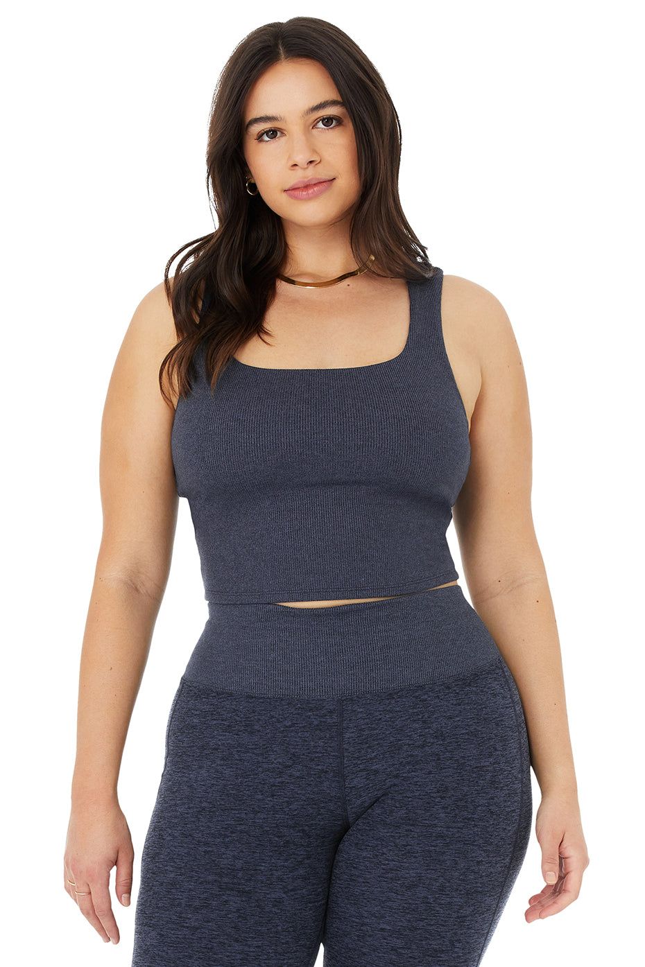 Alosoft Ribbed Chic Bra Tank - Rich Navy Heather sold by Alo Yoga product image thumbnail 7