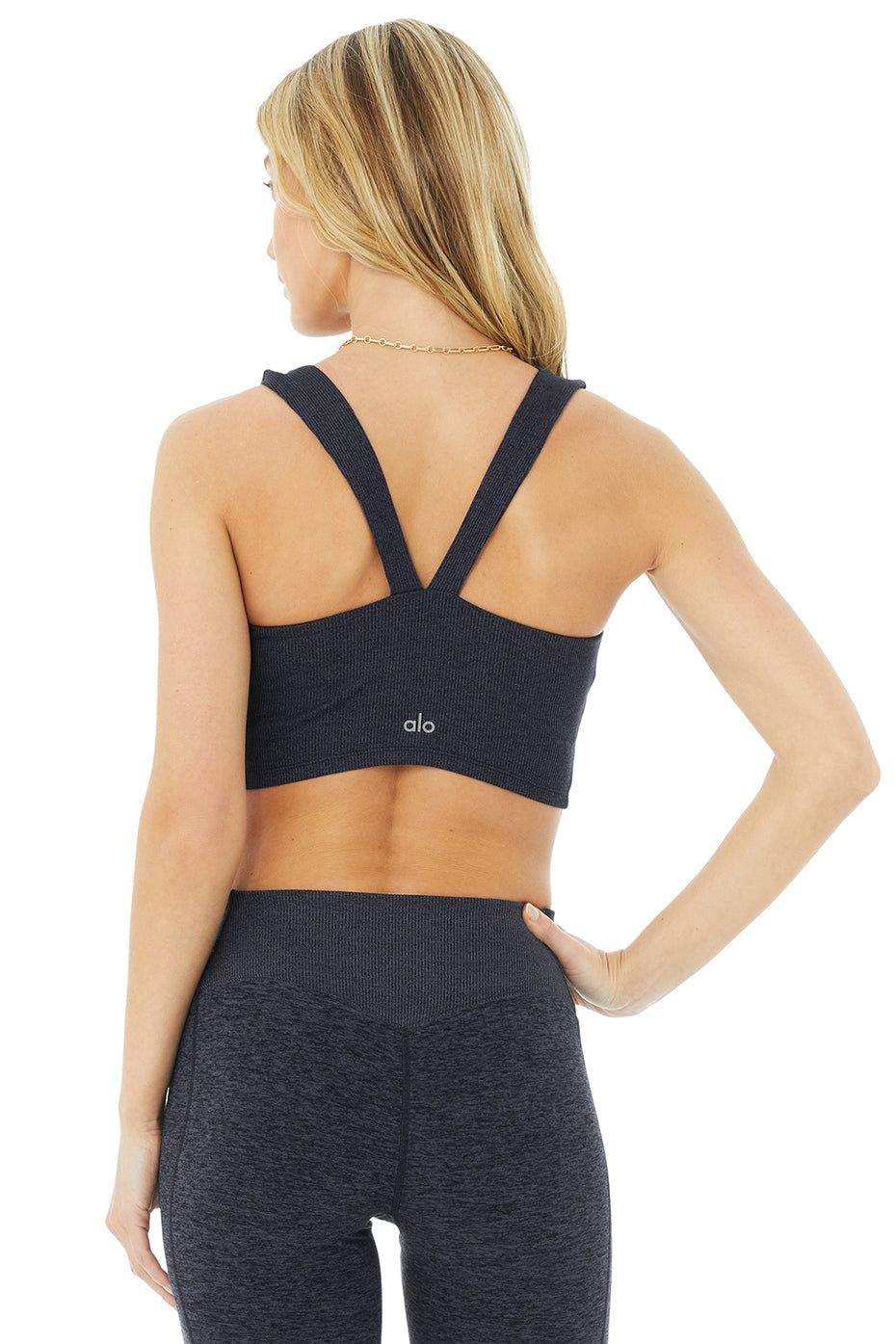 Alosoft Ribbed Chic Bra Tank - Rich Navy Heather sold by Alo Yoga product image thumbnail 2