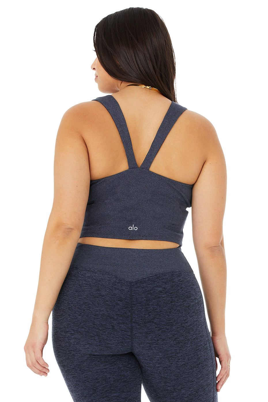 Alosoft Ribbed Chic Bra Tank - Rich Navy Heather sold by Alo Yoga product image thumbnail 8