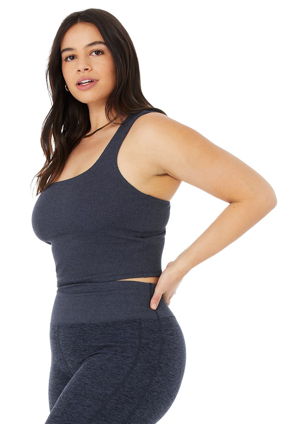 Alosoft Ribbed Chic Bra Tank - Rich Navy Heather sold by Alo Yoga product image thumbnail 9