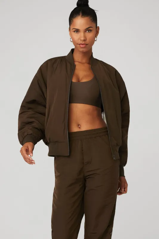 Faux Fur Urbanite Bomber - Espresso/Ivory sold by Alo Yoga