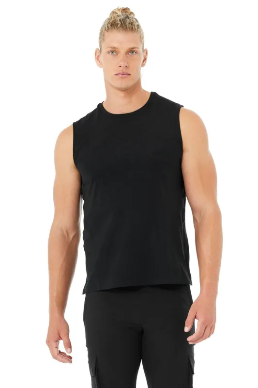 Triumph Muscle Tank - Solid Black Triblend sold by Alo Yoga