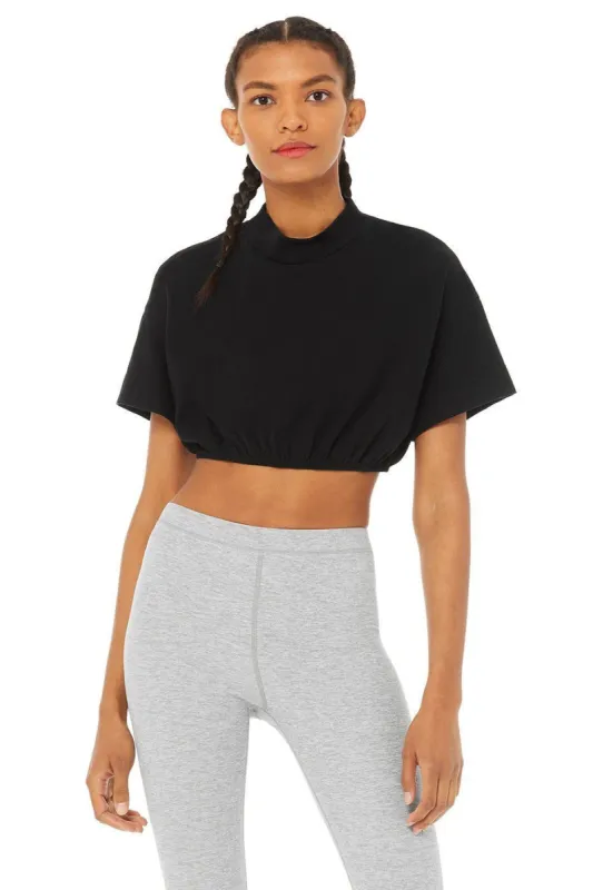 Kick It Crop Tee - Black sold by Alo Yoga