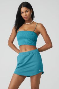 Goddess Ribbed Bandeau Top - Blue Splash sold by Alo Yoga