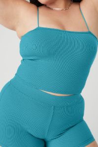 Goddess Ribbed Bandeau Top - Blue Splash sold by Alo Yoga