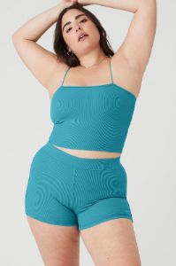 Goddess Ribbed Bandeau Top - Blue Splash sold by Alo Yoga