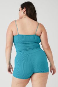 Goddess Ribbed Bandeau Top - Blue Splash sold by Alo Yoga