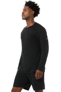 Triumph Long Sleeve Tee - Solid Black Triblend sold by Alo Yoga