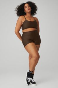Airlift Intrigue Bra & 3" High-Waist Airlift Short Set - Espresso sold by Alo Yoga