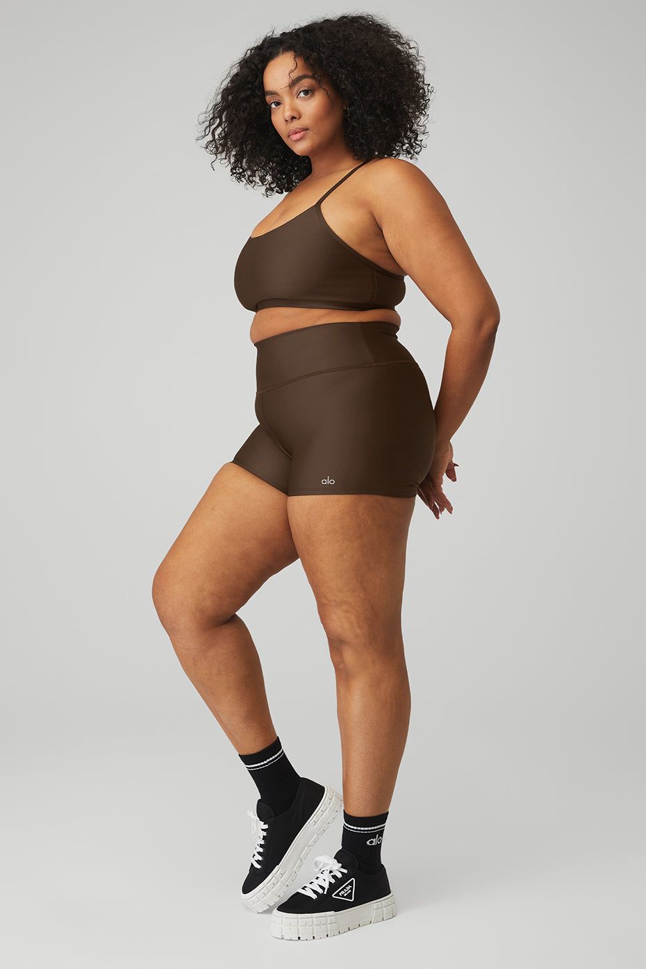 Airlift Intrigue Bra & 3" High-Waist Airlift Short Set - Espresso sold by Alo Yoga product image thumbnail 7
