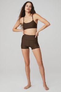 Airlift Intrigue Bra & 3" High-Waist Airlift Short Set - Espresso sold by Alo Yoga