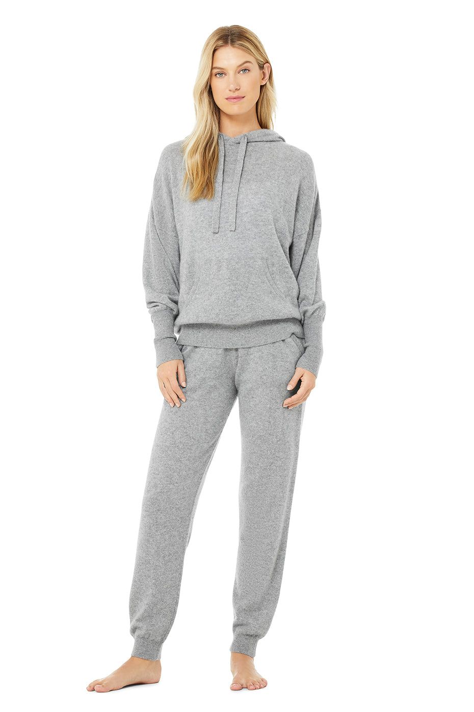 Cashmere Jet Set Hoodie & High-Waist Pant Set - Dove Grey Heather sold by Alo Yoga