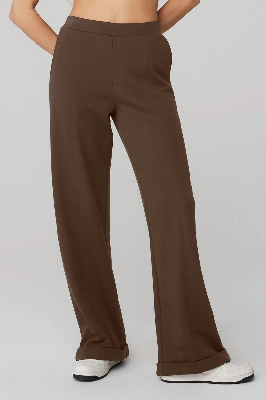 High-Waist Trouser Wide Leg Pant - Espresso sold by Alo Yoga