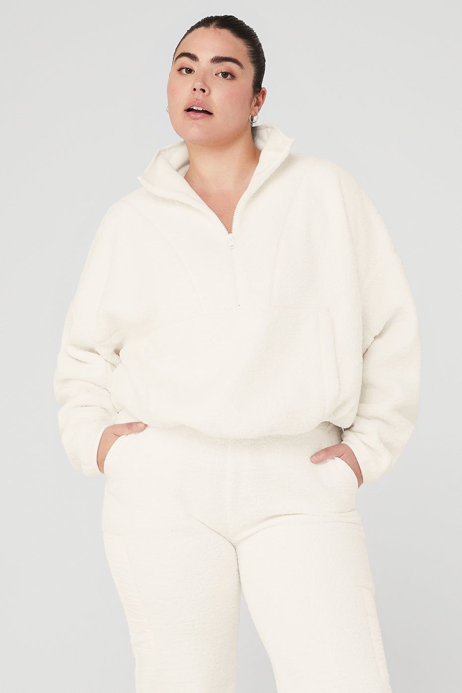 Micro Sherpa Cozy Cabin Half Zip Pullover - Ivory sold by Alo Yoga product image thumbnail 5